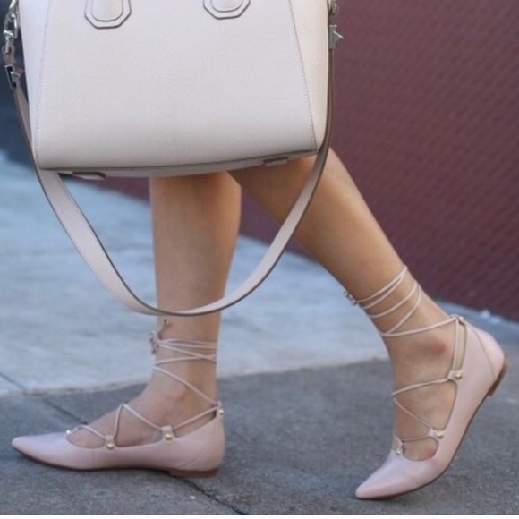 EUC Halogen Owen Lace Up Flats - blush Sz … - Picture 1 of 5